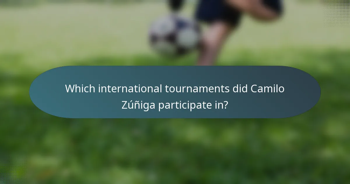 Which international tournaments did Camilo Zúñiga participate in?