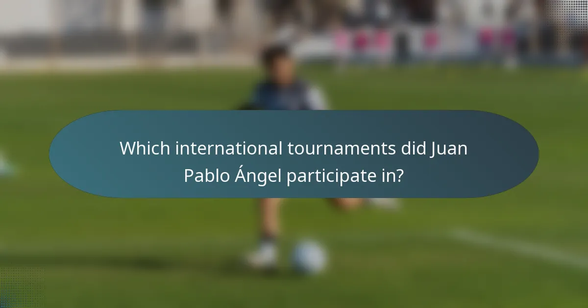 Which international tournaments did Juan Pablo Ángel participate in?